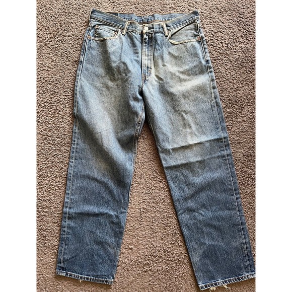 Levi’s 505 Mens 36x31 Straight  Blue Jeans Regular Fit Medium Wash Nice Work - Picture 3 of 6